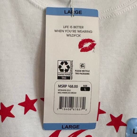 NWT Wildfox Miss American Dream White Cotton T Shirt - Picture 4 of 5